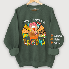 Lofaris Grandma Turkey Custom Name Thanksgiving Sweatshirt