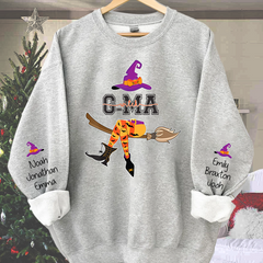 Lofaris Personalized Grandma Witch Shirt Custom with Grandkids Names Fall Halloween Sweatshirt 3