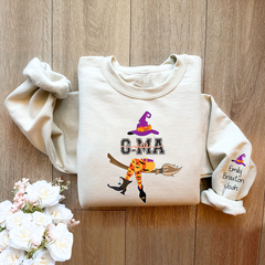 Lofaris Personalized Grandma Witch Shirt Custom with Grandkids Names Fall Halloween Sweatshirt 3