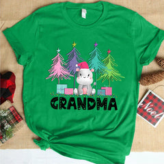 Lofaris Grandma Xmas Tree Personalized Christmas T-Shirt