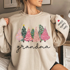 Lofaris Grandma Xmas Trees Pink Green Custom Sweatshirt