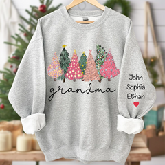 Lofaris Grandma Xmas Trees Pink Green Custom Sweatshirt