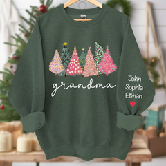 Lofaris Grandma Xmas Trees Pink Green Custom Sweatshirt