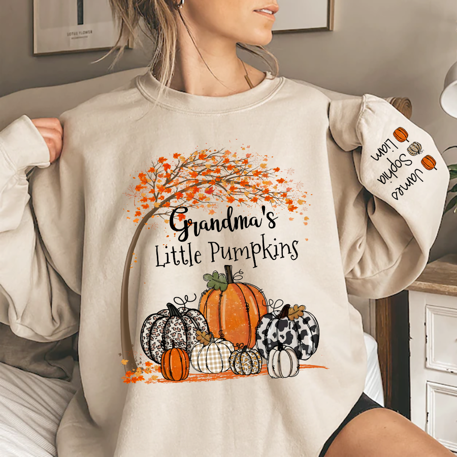 Lofaris Grandmas Little Pumpkin Fall Tree Custom Sweatshirt