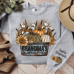 Lofaris Grandmas Pumpkin Patch Autumn Custom Name Sweatshirt