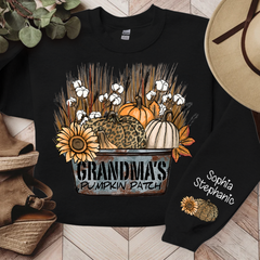 Lofaris Grandmas Pumpkin Patch Autumn Custom Name Sweatshirt