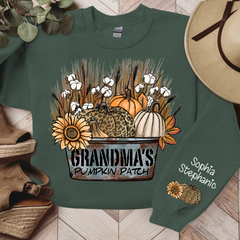 Lofaris Grandmas Pumpkin Patch Autumn Custom Name Sweatshirt