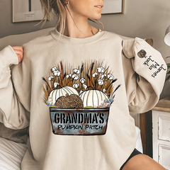 Lofaris Personalized Grandma¡¯s With Pumpkin Patch Grandkids Names Sweatshirt