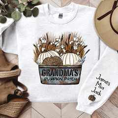 Lofaris Personalized Grandma¡¯s With Pumpkin Patch Grandkids Names Sweatshirt