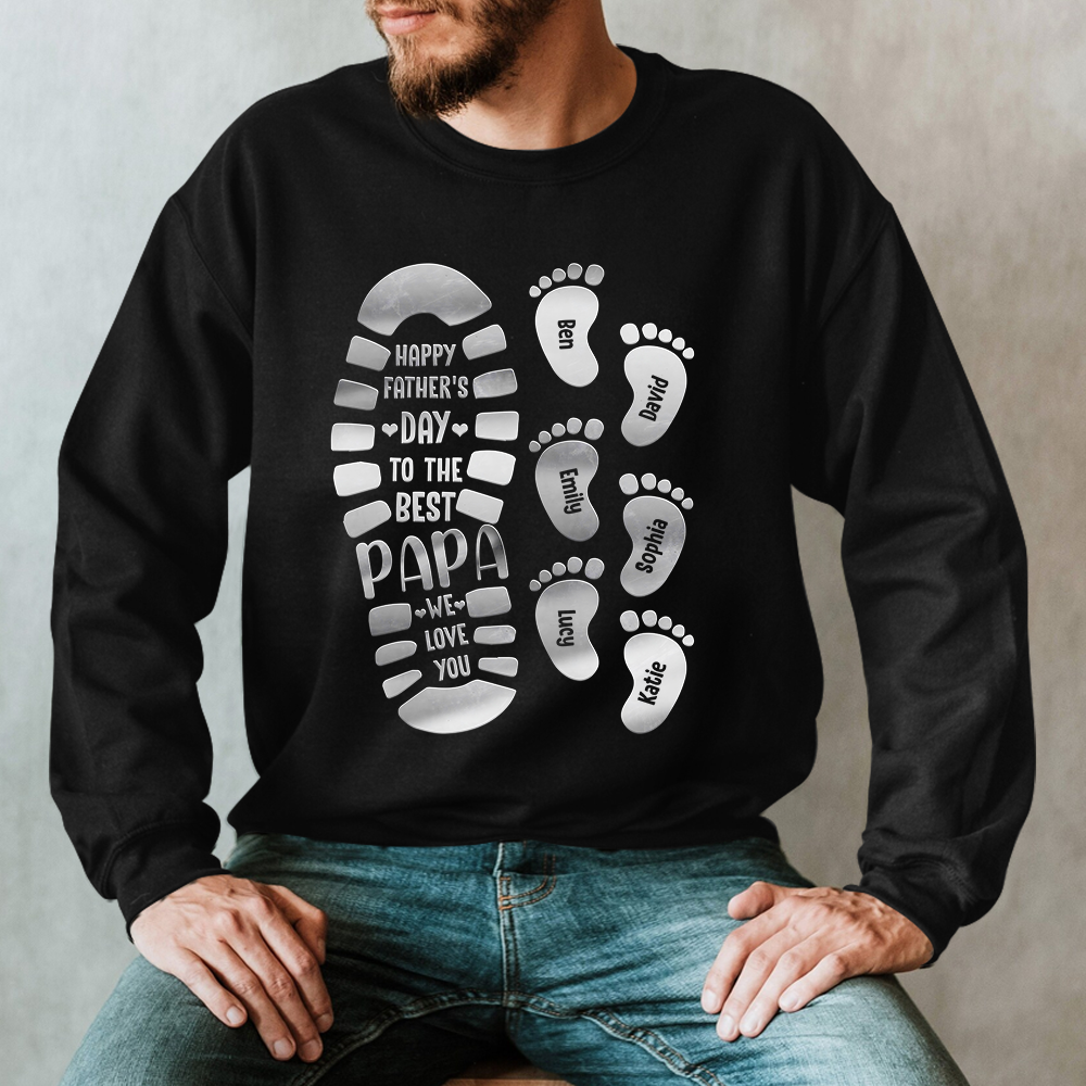 Lofaris Grandpa Footprint Happy Father Day Custom Sweatshirt