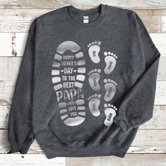 Lofaris Grandpa Footprint Happy Father Day Custom Sweatshirt