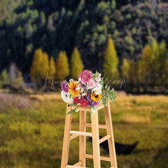 Lofaris Grass Boat Woods Autumn Outdoor Photography Backdrop