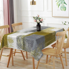 Lofaris Grass Green Grey Distressed Rectangle Tablecloth