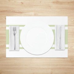 Lofaris Grass Green White Stripe Modern Set Of 4 Placemats