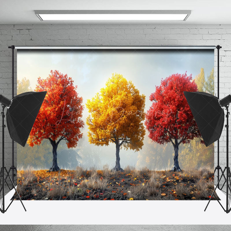 Lofaris Grassland Maple Trees Autumn Scenery Photo Backdrop