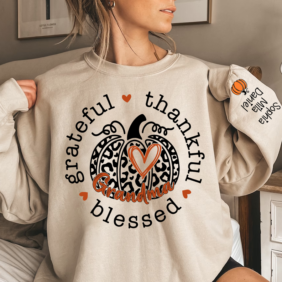 Lofaris Grateful Thankful Blessed Grandma Pumpkin Sweatshirt