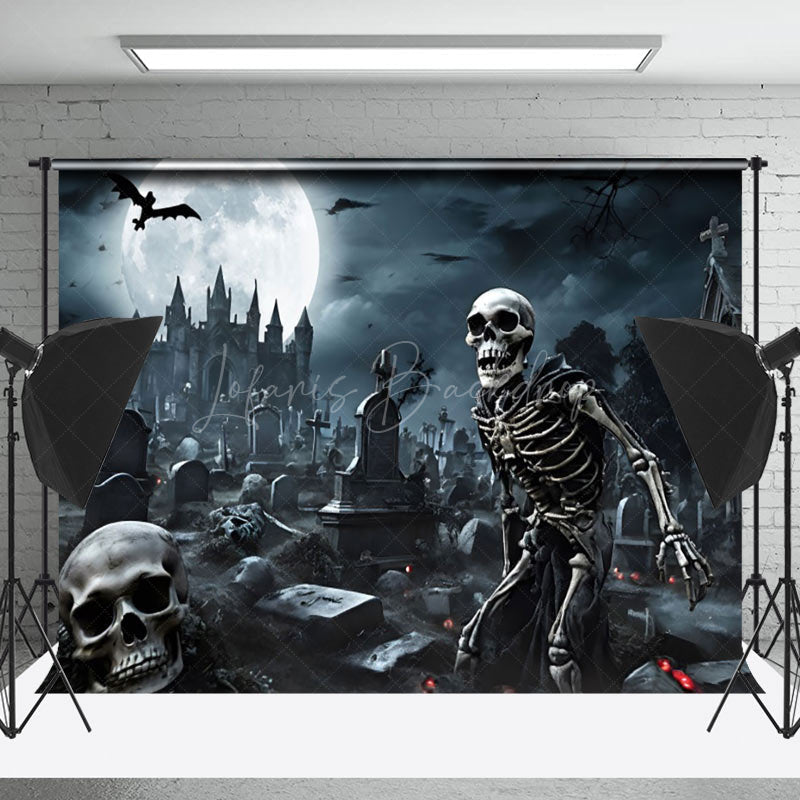 Lofaris Graveyard Skeleton Scary Castle Halloween Backdrop