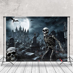 Lofaris Graveyard Skeleton Scary Castle Halloween Backdrop