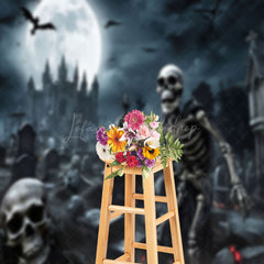 Lofaris Graveyard Skeleton Scary Castle Halloween Backdrop