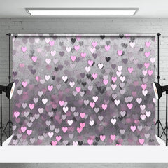 Lofaris Gray Pink Heart Patterns Valentines Day Backdrop