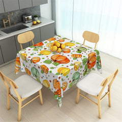 Lofaris Green And Orange Pumpkin Pattern Square Tablecloth