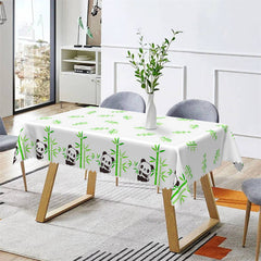 Lofaris Green Bamboo Cute Panda Tablecloth For Kitchen Decor