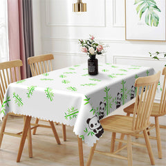 Lofaris Green Bamboo Cute Panda Tablecloth For Kitchen Decor