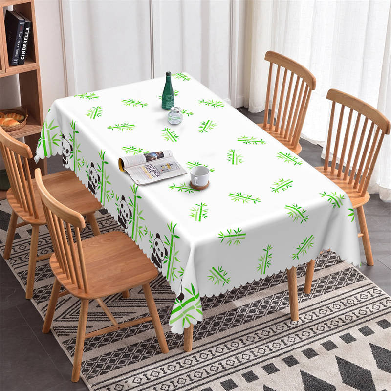 Lofaris Green Bamboo Cute Panda Tablecloth For Kitchen Decor