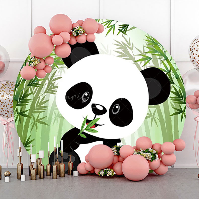 Lofaris Green Bamboo Forest Panda Round Baby Shower Backdrop