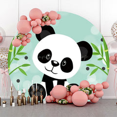 Lofaris Green Bamboo Panda Bokeh Round Baby Shower Backdrop