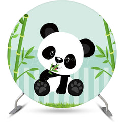 Lofaris Green Bamboo Panda Round Backdrop For Baby Shower