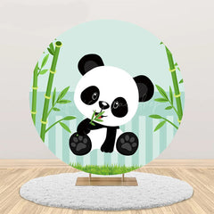 Lofaris Green Bamboo Panda Round Backdrop For Baby Shower