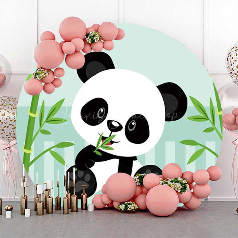 Lofaris Green Bamboo Panda Round Backdrop For Baby Shower