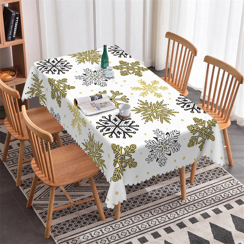 Lofaris Green Black Snowflake Winter Christmas Tablecloth