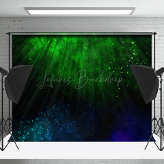 Lofaris Green Blue Firefly Night Forest Photo Booth Backdrop