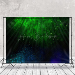 Lofaris Green Blue Firefly Night Forest Photo Booth Backdrop