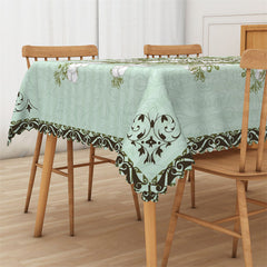 Lofaris Green Botanical White Flower Rectangle Tablecloth