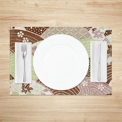 Lofaris Green Brown Lines Flower Coins Set Of 4 Placemats