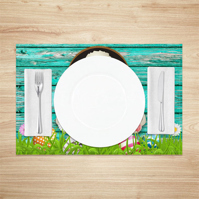 Lofaris Green Bunny Eggs Wooden Easter Set Of 4 Placemats