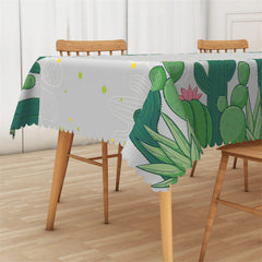 Lofaris Green Cactus And Gary Home Kitchen Decor Tablecloth