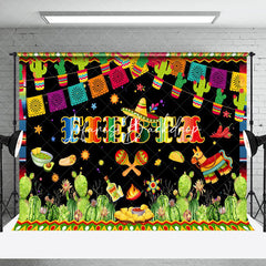 Lofaris Green Cactus Cultural Flag Mexican Fiesta Backdrop