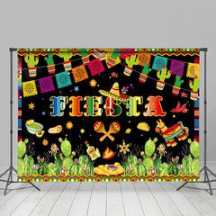 Lofaris Green Cactus Cultural Flag Mexican Fiesta Backdrop