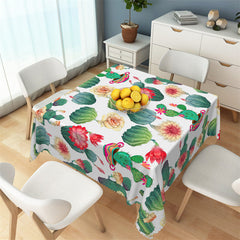 Lofaris Green Cactus Red Flower Summer Square Tablecloth