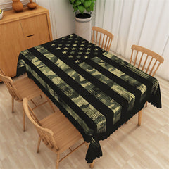 Lofaris Green Camouflage Black Usa Flag Holiday Tablecloth