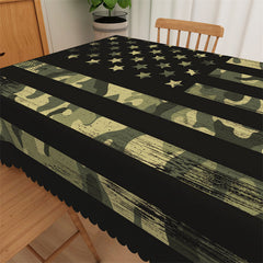 Lofaris Green Camouflage Black Usa Flag Holiday Tablecloth