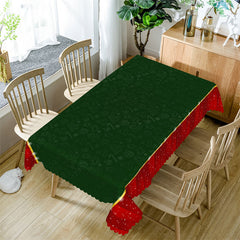 Lofaris Green Christmas Pattern Red Edge Kitchen Tablecloth