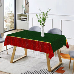 Lofaris Green Christmas Pattern Red Edge Kitchen Tablecloth