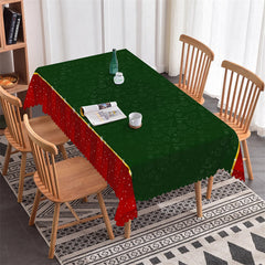 Lofaris Green Christmas Pattern Red Edge Kitchen Tablecloth