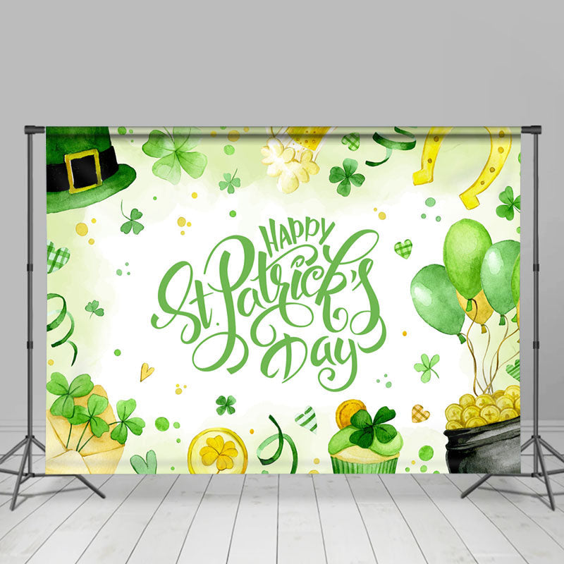 Lofaris Green Clover Balloon Happy St Patricks Day Backdrop