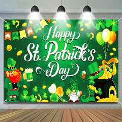 Lofaris Green Clover Gold Coins St Patricks Day Backdrop